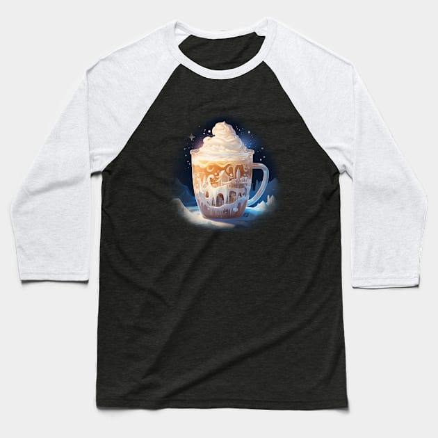 Beautiful ornate latte semi surreal design in a snowy landscape Baseball T-Shirt by Violet77 Studio